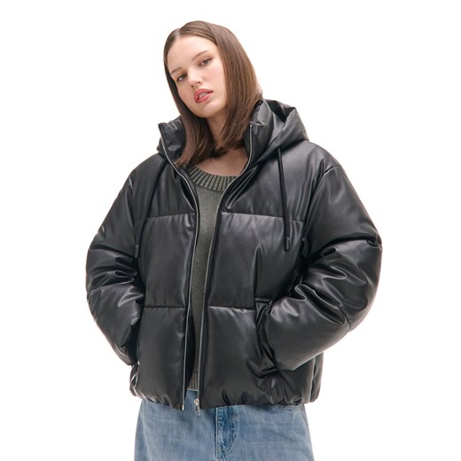 Cropp - Czarna kurtka puffer z kapturem - czarny Cropp M Cropp