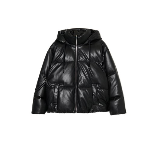 Cropp - Czarna kurtka puffer z kapturem - czarny Cropp XS Cropp