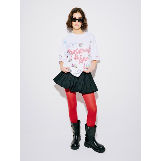 Cropp - Biała świąteczna koszulka UNISEX - biały ze sklepu Cropp w kategorii Bluzki damskie - zdjęcie 176575118