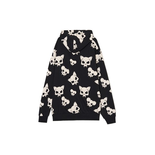 Cropp - Czarna bluza z czaszkami kotów - czarny Cropp XS promocyjna cena Cropp