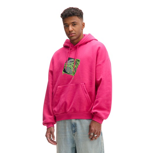 Cropp - Różowa bluza hoodie z nadrukiem - purpurowy Cropp M Cropp