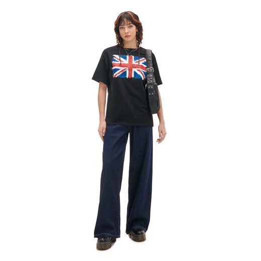 Cropp - T-shirt z nadrukiem brytyjskiej flagi - czarny Cropp M Cropp