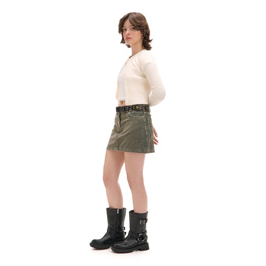 Cropp - Sztruksowa spódnica mini - zielony Cropp L Cropp