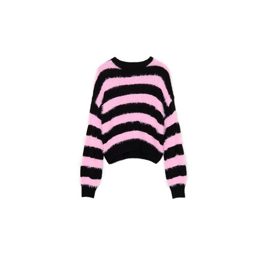 Cropp - Sweter w różowe paski - różowy Cropp XS Cropp