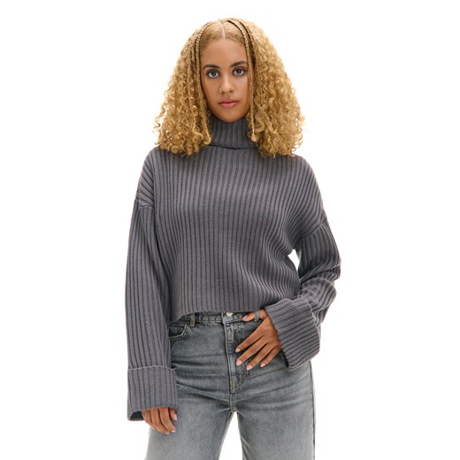 Cropp - Jesienny sweter oversize z golfem - szary Cropp M Cropp