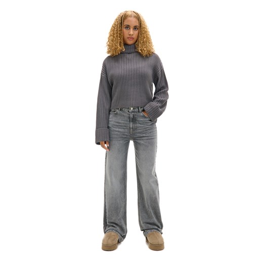 Cropp - Jesienny sweter oversize z golfem - szary Cropp XS Cropp