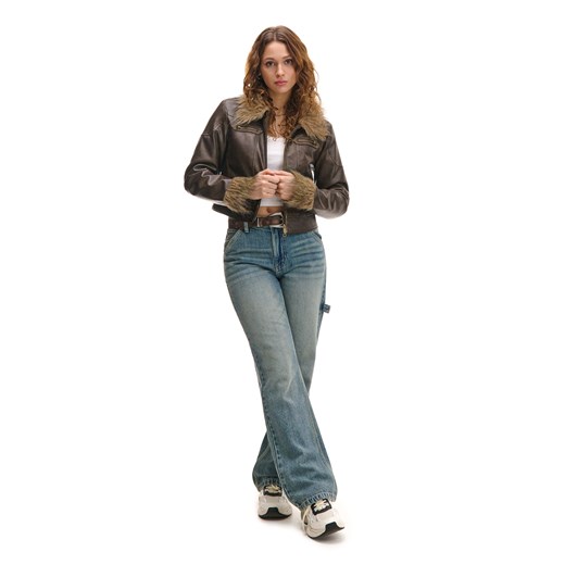 Cropp - Jeansy straight w stylu retro - niebieski Cropp 38 wyprzedaż Cropp