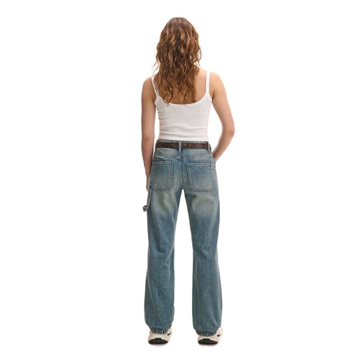 Cropp - Jeansy straight w stylu retro - niebieski Cropp 34 okazja Cropp