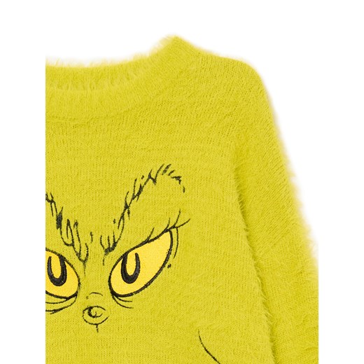Cropp - Świąteczny zielony sweter z Grinchem - zielony Cropp XS Cropp