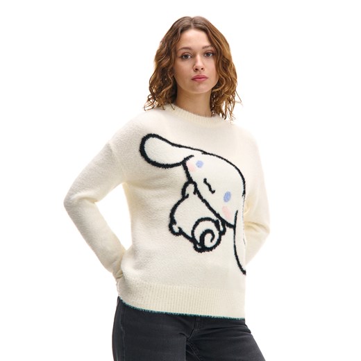 Cropp - Sweter z nadrukiem Cinnamoroll - biały ze sklepu Cropp w kategorii Swetry damskie - zdjęcie 176576958