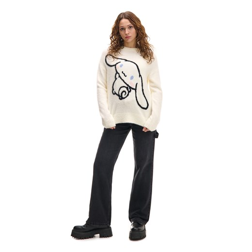 Cropp - Sweter z nadrukiem Cinnamoroll - biały Cropp XL Cropp