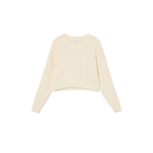Cropp - Gładki sweter - kremowy Cropp S Cropp
