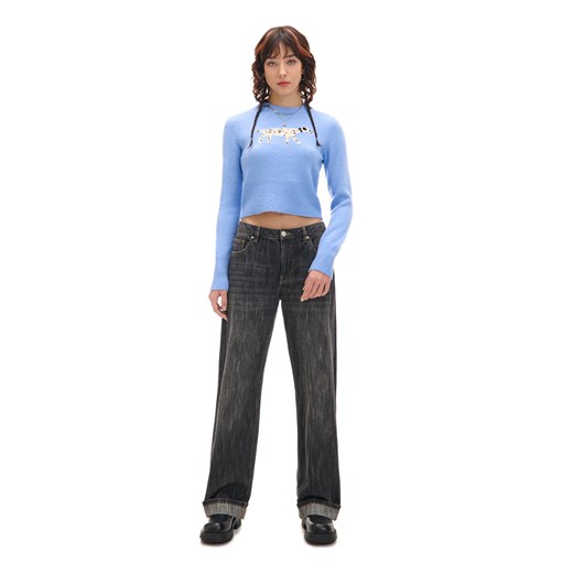 Cropp - Błękitny sweter z dalmatyńczykiem - błękitny Cropp M Cropp