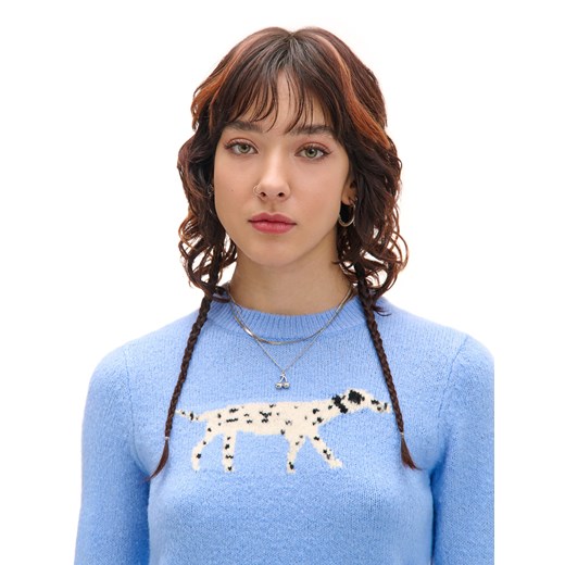 Cropp - Błękitny sweter z dalmatyńczykiem - błękitny Cropp L Cropp