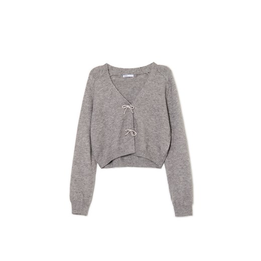 Cropp - Szary sweter z ozdobnymi kokardami - szary Cropp M Cropp