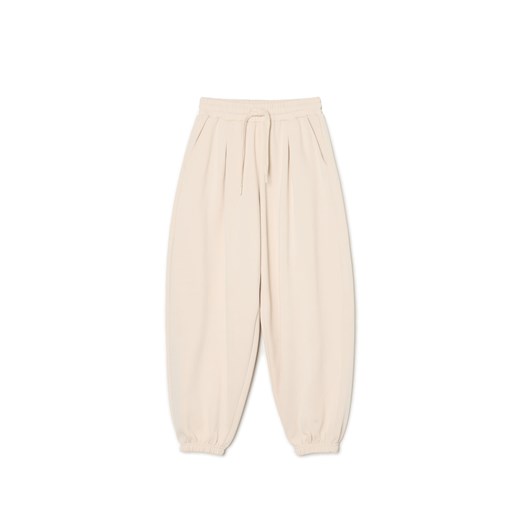 Cropp - Kremowe joggery z wysokim stanem - kremowy Cropp XS Cropp