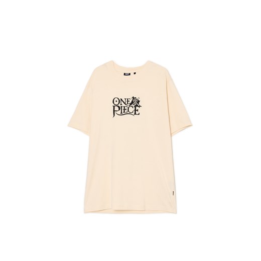 Cropp - Kremowy T-shirt z nadrukiem One Piece - kremowy Cropp L Cropp