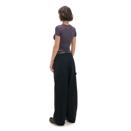 Cropp - Czarne spodnie baggy z diagonalu - czarny Cropp 42 promocja Cropp