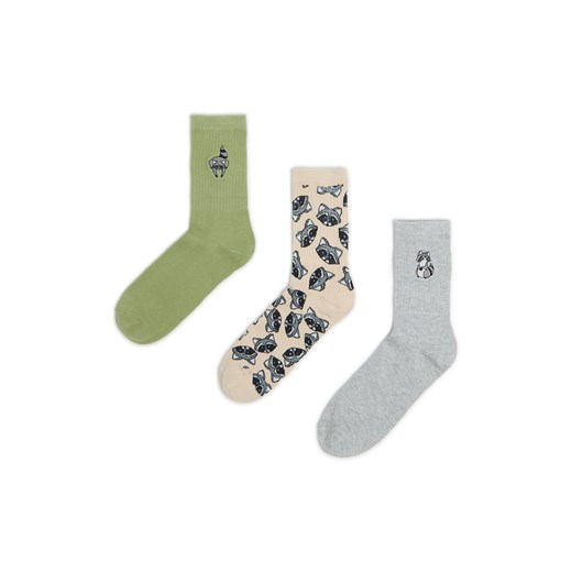 Cropp - 3 pack skarpet z szopem praczem - jasny szary Cropp 35-38 Cropp