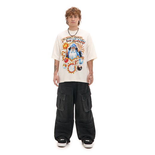 Cropp - Kremowy T-shirt z gamingowym nadrukiem - kremowy Cropp M Cropp