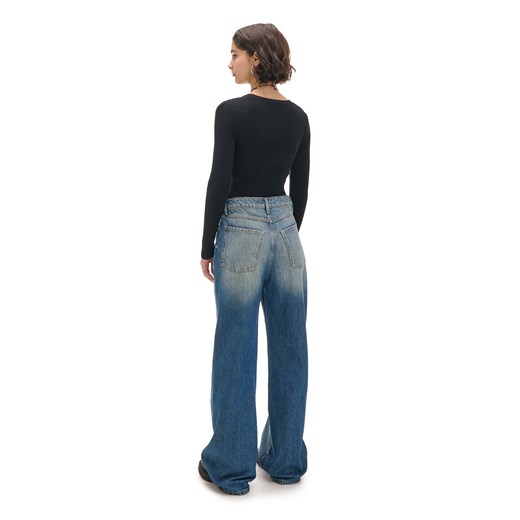 Cropp - Jeansy wide leg typu barrel - niebieski Cropp 40 Cropp