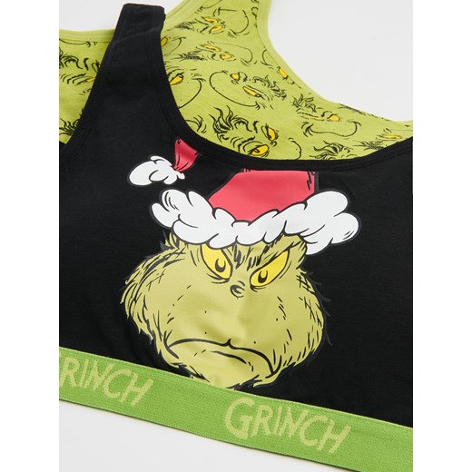 Cropp - 2 pack świątecznych staników z Grinchem - zielony Cropp XS wyprzedaż Cropp