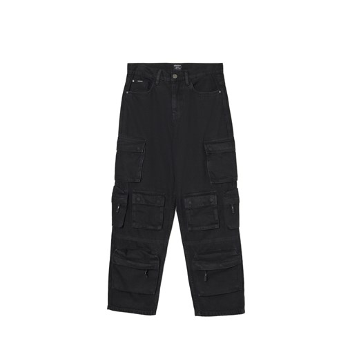 Cropp - Jeansy baggy multipockets - czarny Cropp 30/34 Cropp