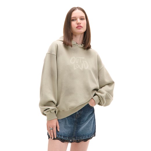 Cropp - Jasna bluza z kapturem i nadrukami - kremowy ze sklepu Cropp w kategorii Bluzy damskie - zdjęcie 176579235