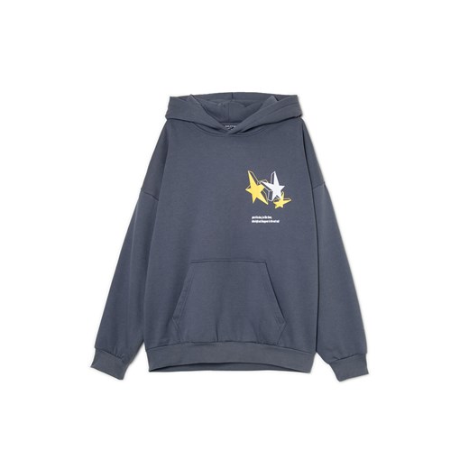 Cropp - Bluza hoodie z motywem gwiazd - szary Cropp M Cropp