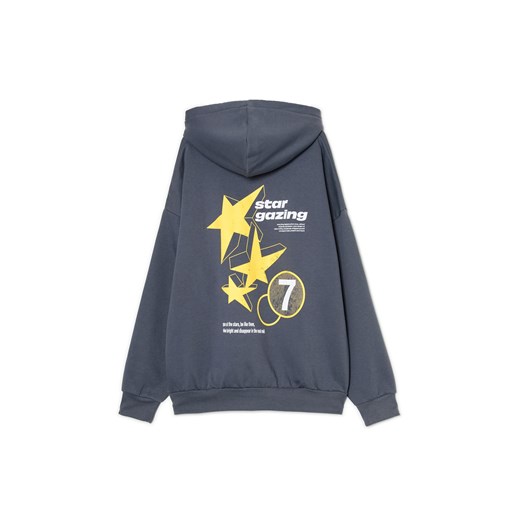 Cropp - Bluza hoodie z motywem gwiazd - szary Cropp S Cropp