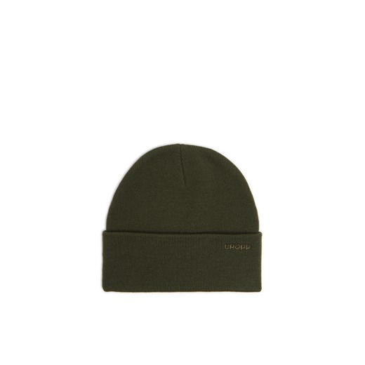 Cropp - Oliwkowa czapka beanie z naszywką - zielony ze sklepu Cropp w kategorii Czapki zimowe męskie - zdjęcie 176579429