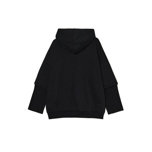 Cropp - Bluza hoodie z podwójnym rękawem UNISEX - czarny Cropp XL Cropp