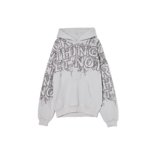 Cropp - Jasnoszara bluza z oryginalnym printem - jasny szary Cropp S Cropp