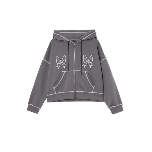 Cropp - Bluza hoddie z kontrastowymi przeszyciami - szary Cropp L Cropp
