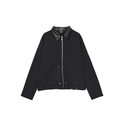 Cropp - Bluza ze skórzanym kołnierzykiem UNISEX - czarny ze sklepu Cropp w kategorii Bluzy męskie - zdjęcie 176579636