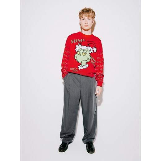 Cropp - Czerwony sweter świąteczny Grinch - czerwony ze sklepu Cropp w kategorii Swetry męskie - zdjęcie 176579639