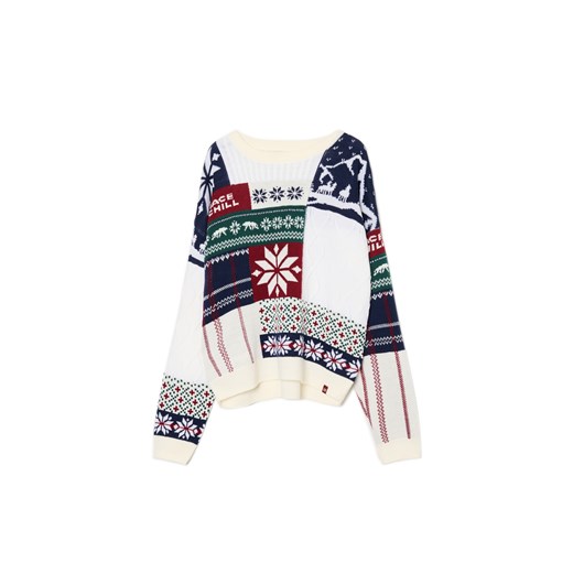 Cropp - Sweter z zimowym motywem - kremowy Cropp S Cropp