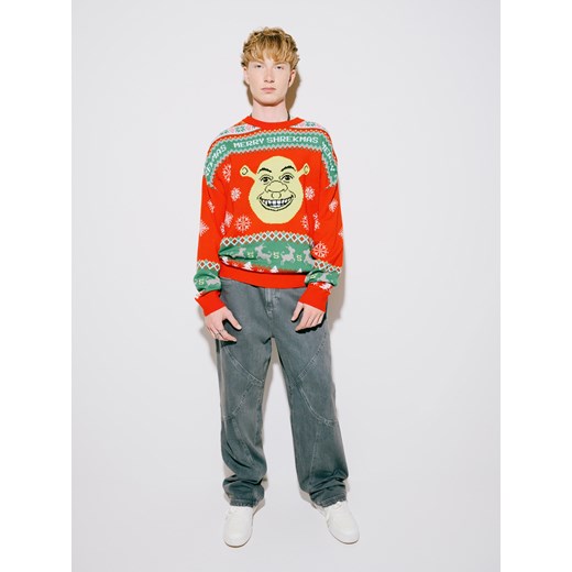Cropp - Świąteczny sweter Shrek - czerwony ze sklepu Cropp w kategorii Swetry męskie - zdjęcie 176579676