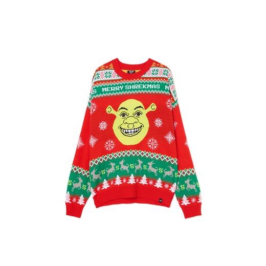 Cropp - Świąteczny sweter Shrek - czerwony Cropp XL Cropp