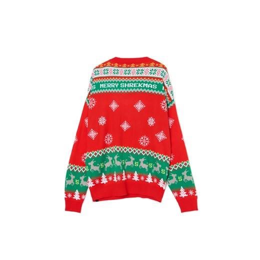 Cropp - Świąteczny sweter Shrek - czerwony Cropp L Cropp