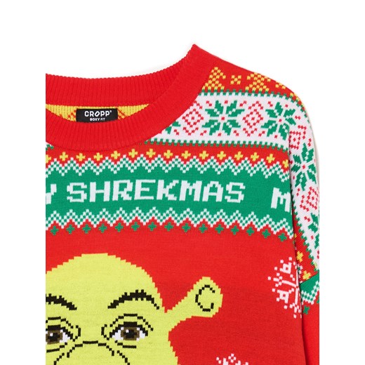 Cropp - Świąteczny sweter Shrek - czerwony Cropp S Cropp