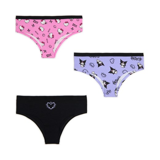 Cropp - 3 pack majtek hipster Hello Kitty i Kuromi - wielobarwny Cropp XS Cropp