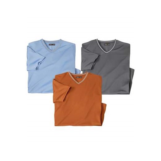 Zestaw 3 koszulek z dekoltem w serek ze sklepu Atlas For Men w kategorii T-shirty męskie - zdjęcie 176581556