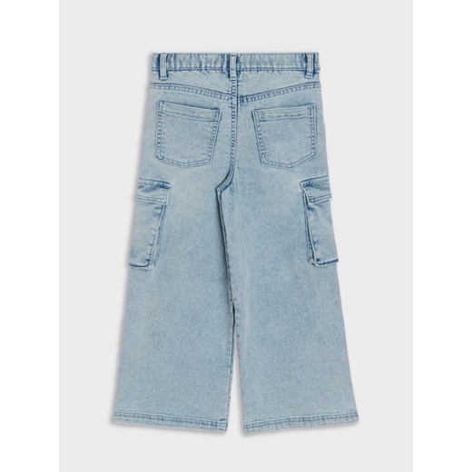 Sinsay - Jeansy wide leg cargo - niebieski Sinsay 98 Sinsay