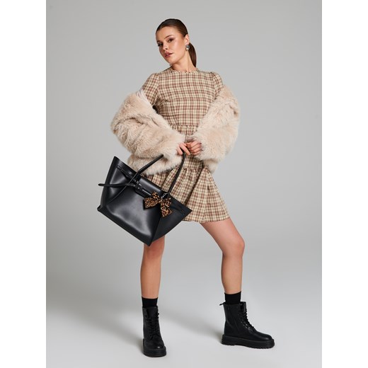 Sinsay - Sukienka mini w kratę - czerwony Sinsay S Sinsay