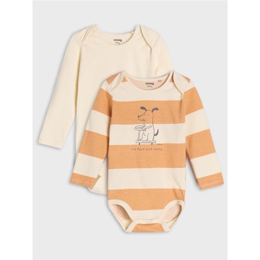Sinsay - Body 2 pack - kremowy ze sklepu Sinsay w kategorii Body niemowlęce - zdjęcie 176594016