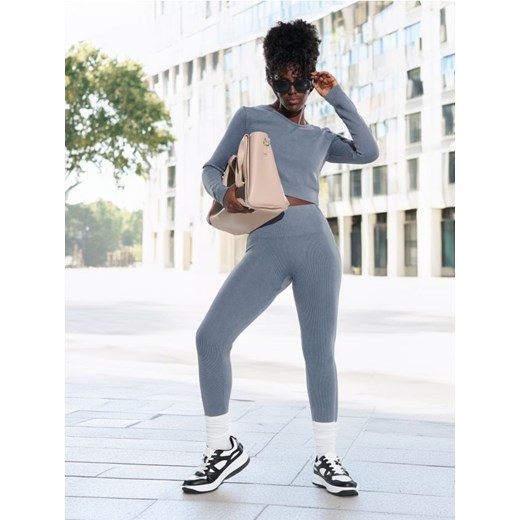 Sinsay - Crop top z długim rękawem - szary Sinsay XS Sinsay