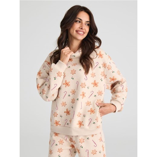 Sinsay - Bluza w świąteczny wzór - beżowy ze sklepu Sinsay w kategorii Bluzy damskie - zdjęcie 176594135