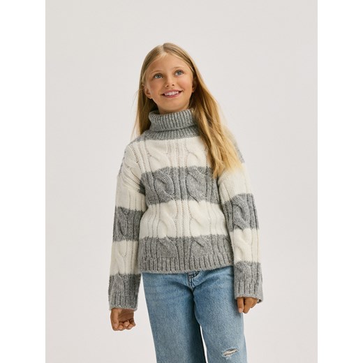 Reserved - Sweter w paski z domieszką wełny - ciemnoszary ze sklepu Reserved w kategorii Swetry dziewczęce - zdjęcie 176596349