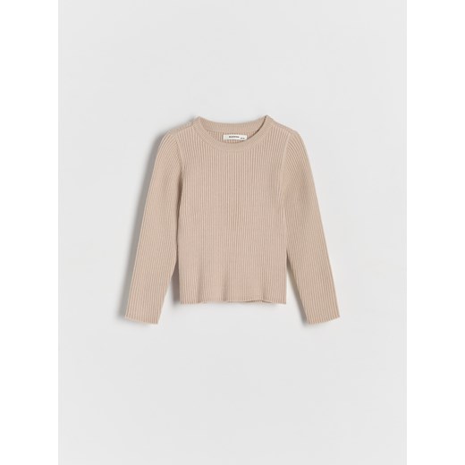 Reserved - Prążkowany sweter - beżowy ze sklepu Reserved w kategorii Swetry dziewczęce - zdjęcie 176596508